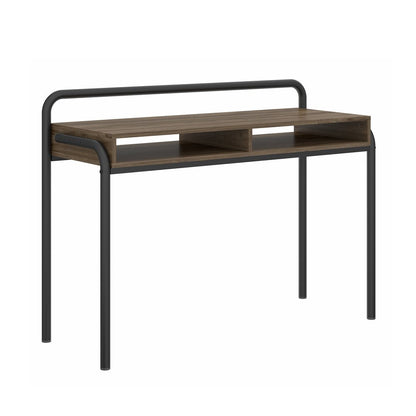 46" Walnut and Black Wood and Steel Writing Desk HomeRoots