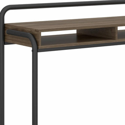 46" Walnut and Black Wood and Steel Writing Desk HomeRoots
