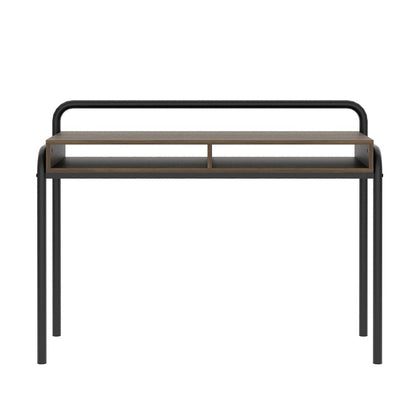 46" Walnut and Black Wood and Steel Writing Desk HomeRoots