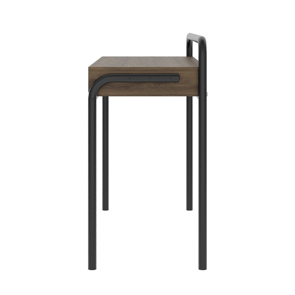 46" Walnut and Black Wood and Steel Writing Desk — view 3