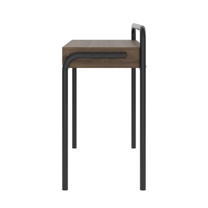 46" Walnut and Black Wood and Steel Writing Desk HomeRoots