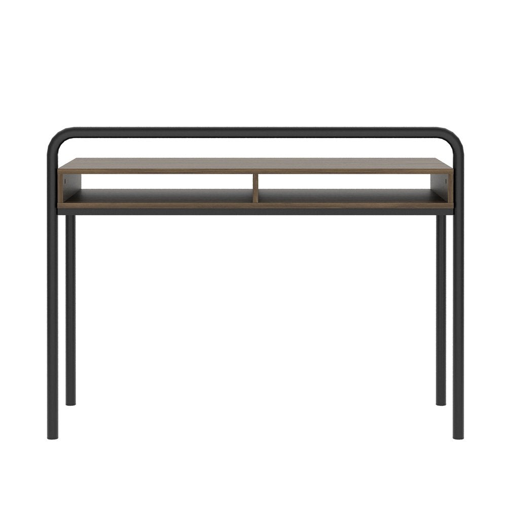 46" Walnut and Black Wood and Steel Writing Desk — view 4