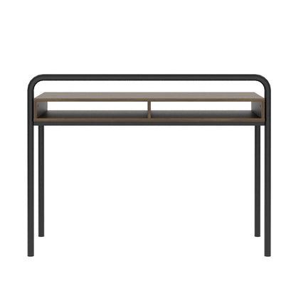 46" Walnut and Black Wood and Steel Writing Desk HomeRoots