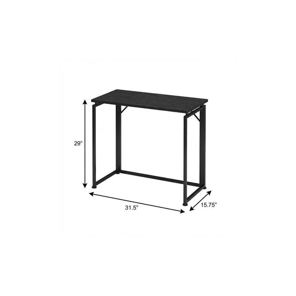 32" Black Wood and Steel Folding Writing Desk — view 6