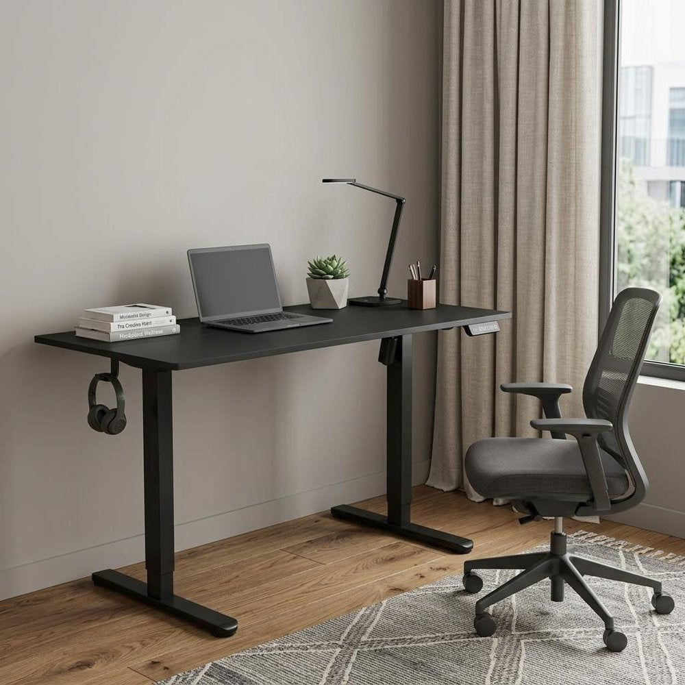 Adjustable Black Wood and Steel Standing Desk — view 8