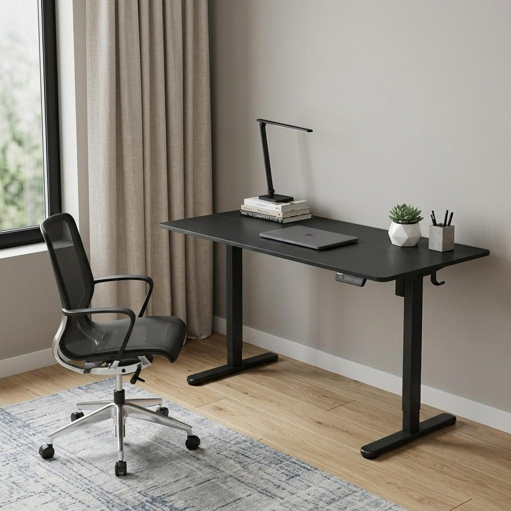Adjustable Black Wood and Steel Standing Desk — view 8