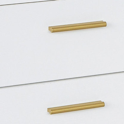 51" White and Gold Wood and Steel Pedestal Executive Desk With Two Drawers HomeRoots