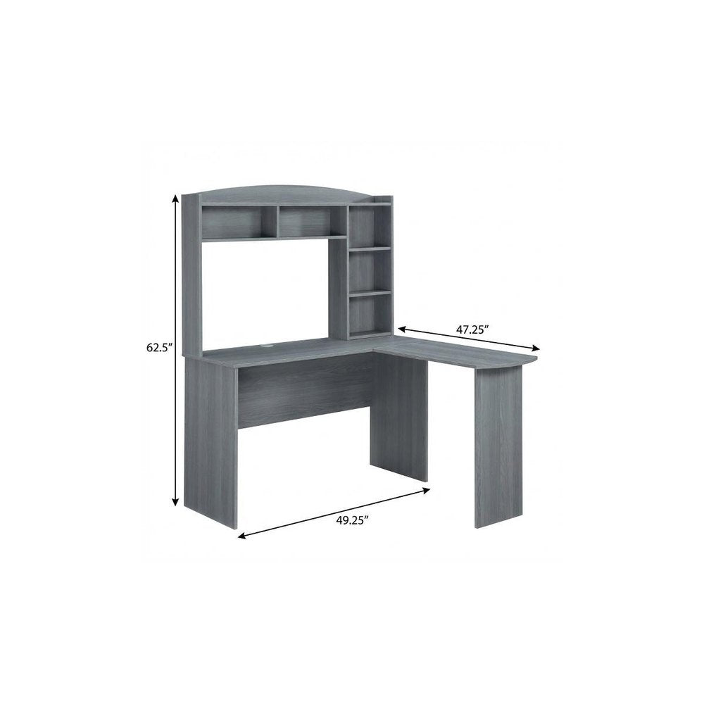 49" Gray Wood L Shape Computer Desk With Hutch — view 5