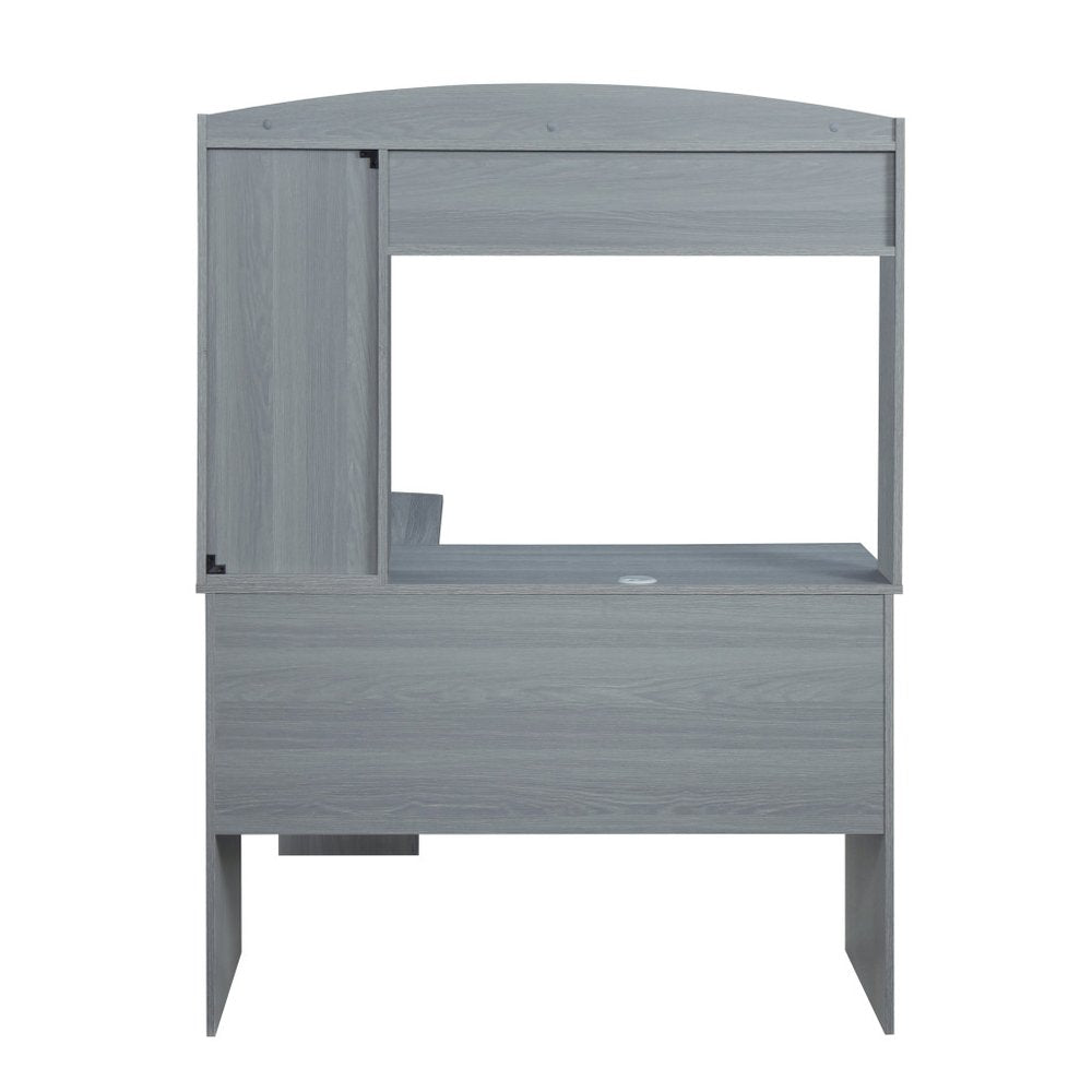49" Gray Wood L Shape Computer Desk With Hutch — view 4