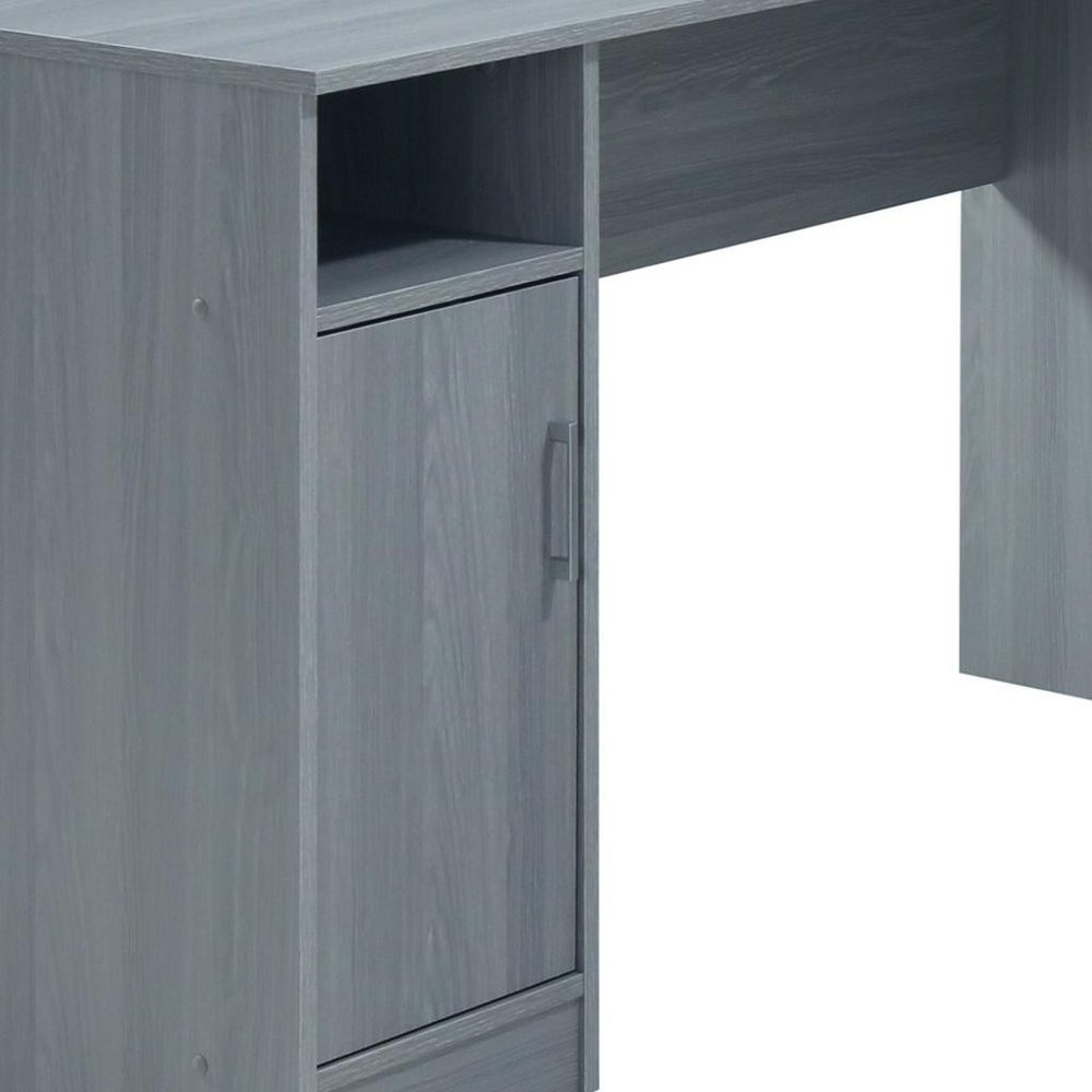 60" Gray Wood L Shape Pedestal Computer Desk With Two Drawers HomeRoots