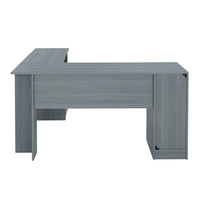 60" Gray Wood L Shape Pedestal Computer Desk With Two Drawers HomeRoots