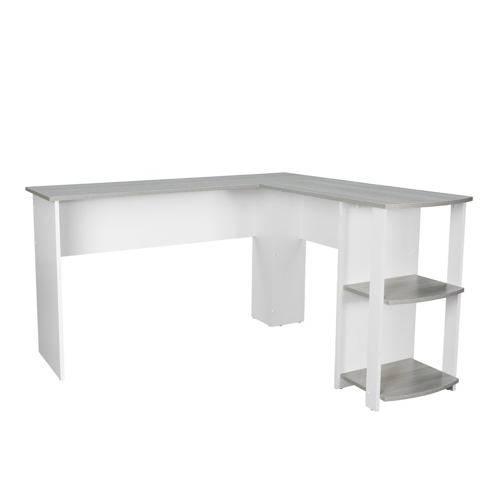 54" White And Gray Wood L Shape Computer Desk — view 1