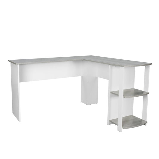 54" White And Gray Wood L Shape Computer Desk HomeRoots