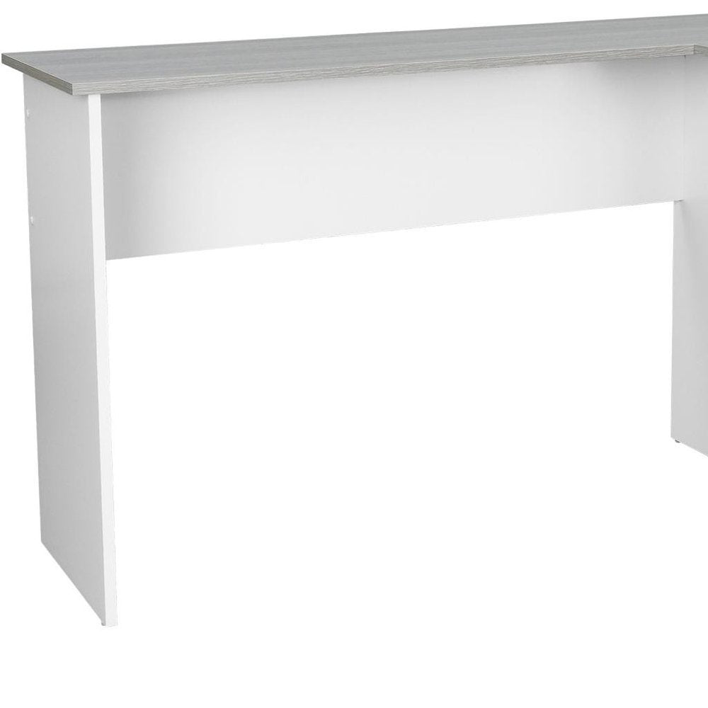 54" White And Gray Wood L Shape Computer Desk — view 8
