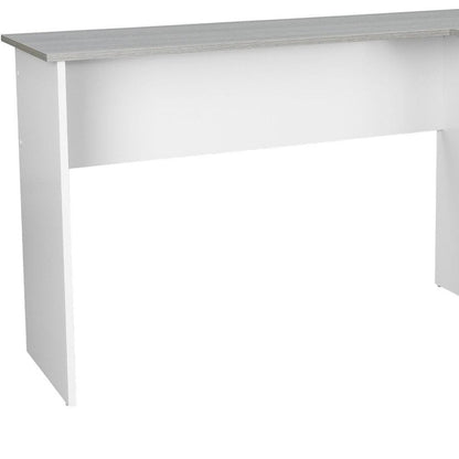 54" White And Gray Wood L Shape Computer Desk HomeRoots