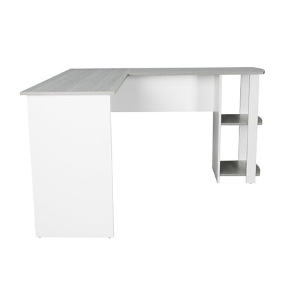 54" White And Gray Wood L Shape Computer Desk HomeRoots