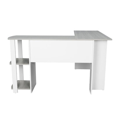 54" White And Gray Wood L Shape Computer Desk HomeRoots