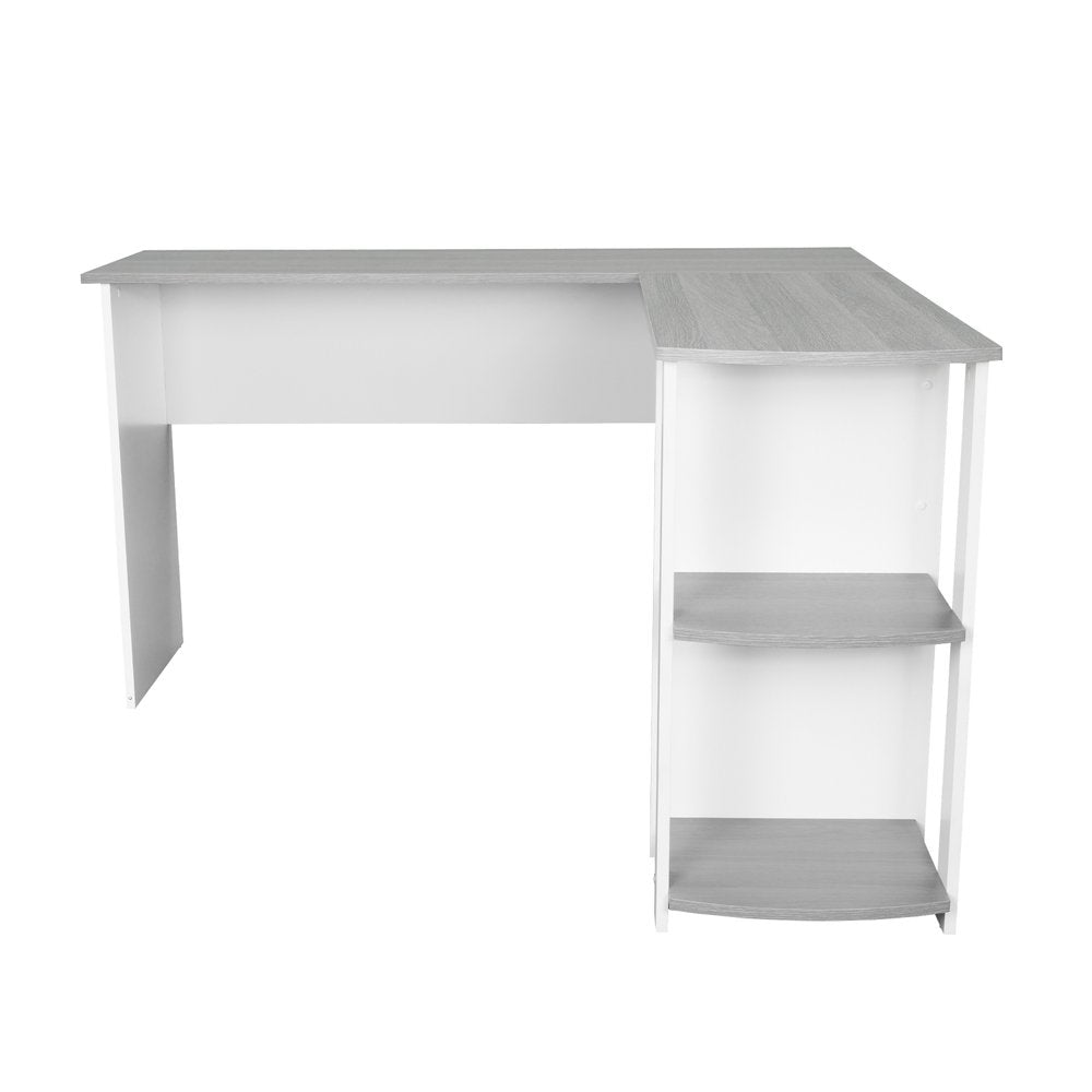 54" White And Gray Wood L Shape Computer Desk — view 4