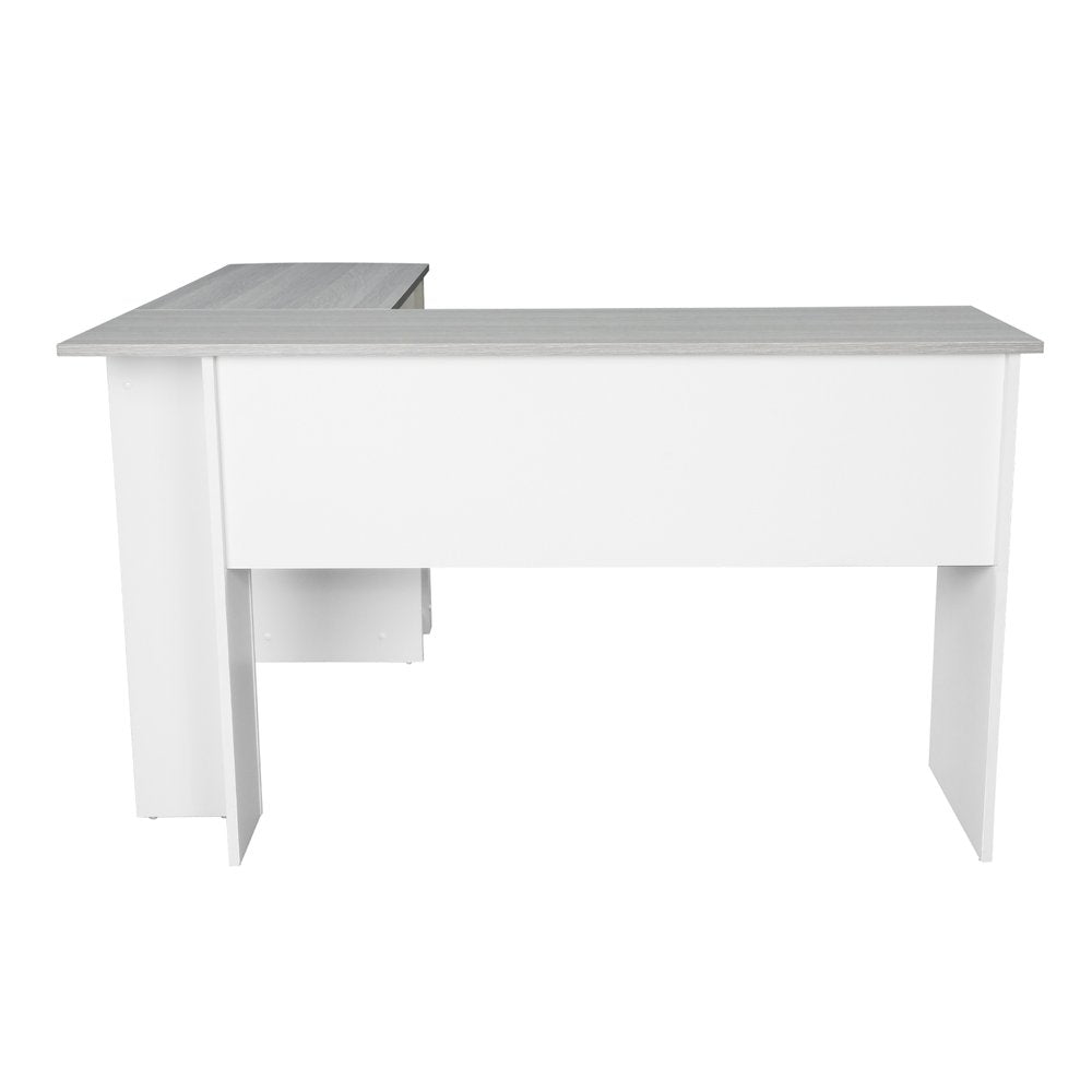 54" White And Gray Wood L Shape Computer Desk — view 5