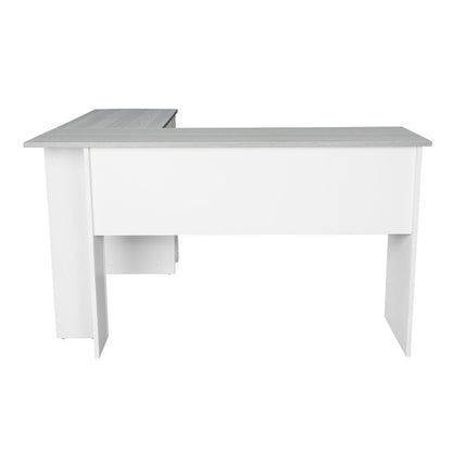 54" White And Gray Wood L Shape Computer Desk HomeRoots