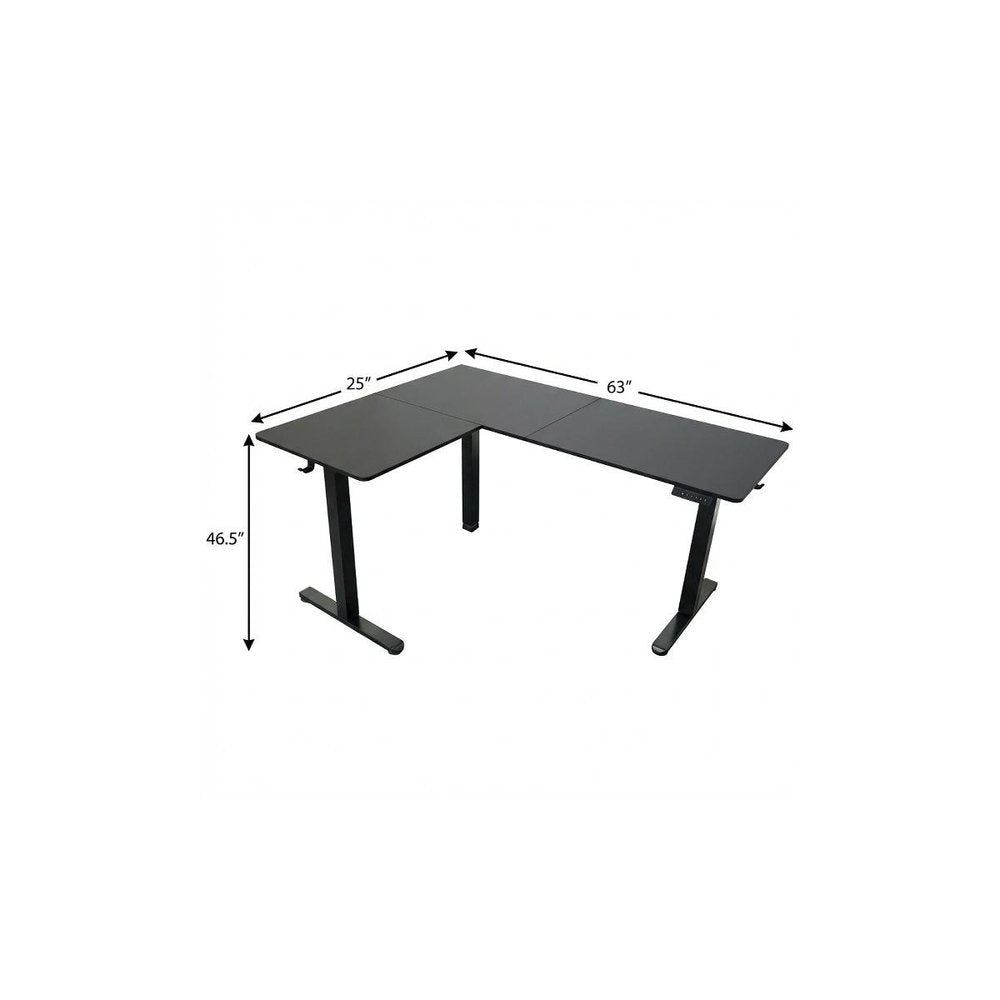 Adjustable Black Wood and Steel L Shape Standing Desk — view 6