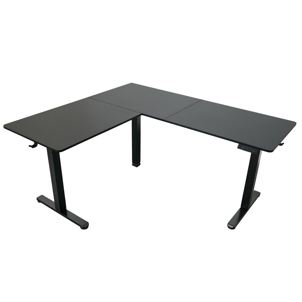 Adjustable Black Wood and Steel L Shape Standing Desk — view 1
