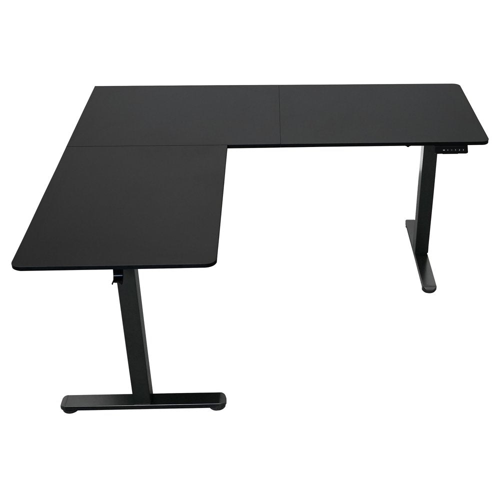 Adjustable Black Wood and Steel L Shape Standing Desk HomeRoots