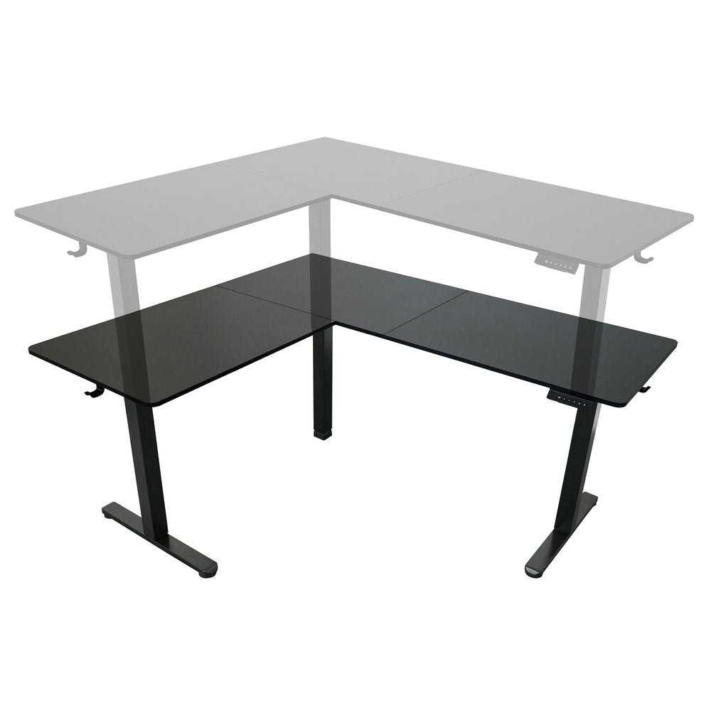 Adjustable Black Wood and Steel L Shape Standing Desk — view 3