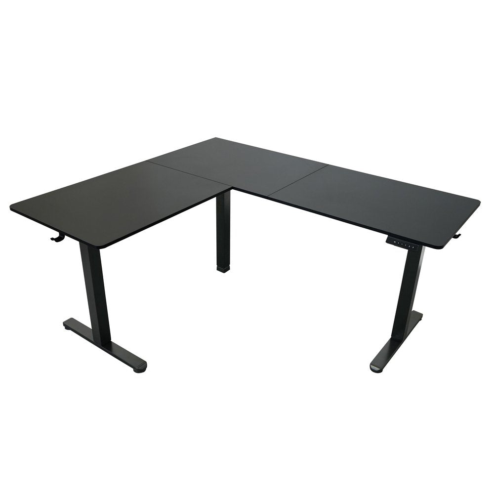 Adjustable Black Wood and Steel L Shape Standing Desk HomeRoots