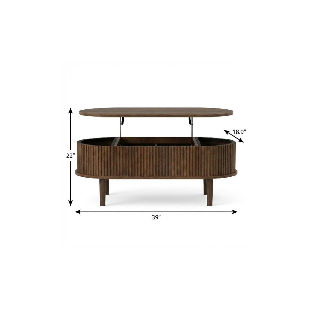 39" Black Wood Oval Lift Top Coffee Table — view 5
