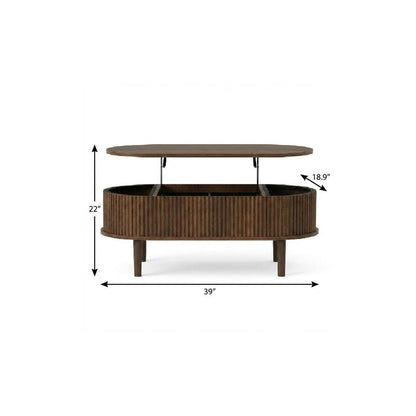 39" Black Wood Oval Lift Top Coffee Table HomeRoots