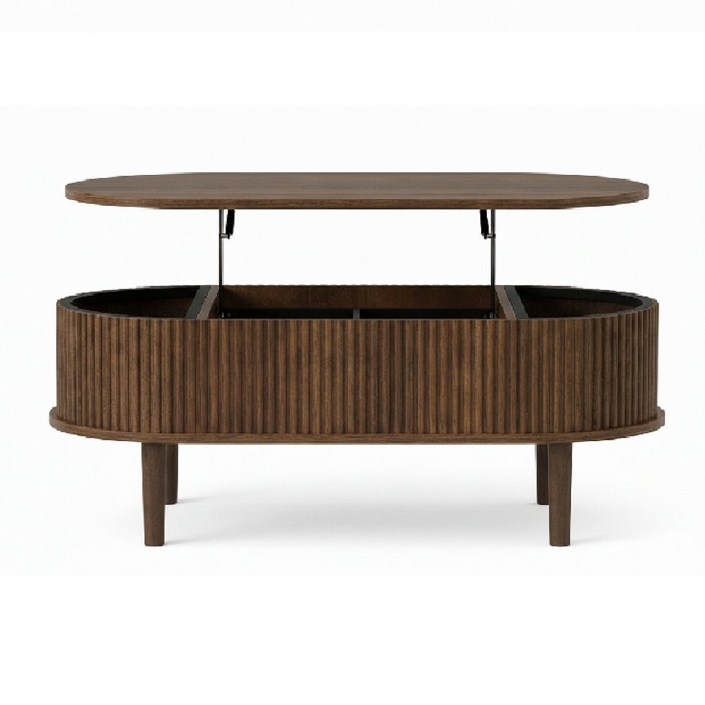 39" Black Wood Oval Lift Top Coffee Table HomeRoots