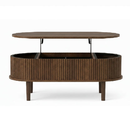 39" Black Wood Oval Lift Top Coffee Table HomeRoots