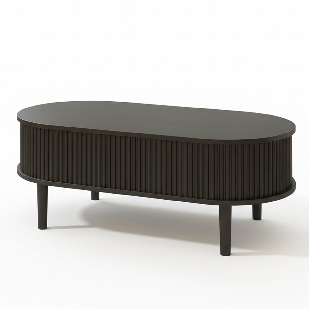 39" Black Wood Oval Lift Top Coffee Table HomeRoots