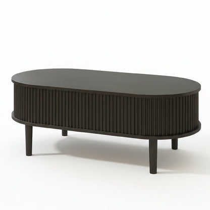 39" Black Wood Oval Lift Top Coffee Table HomeRoots