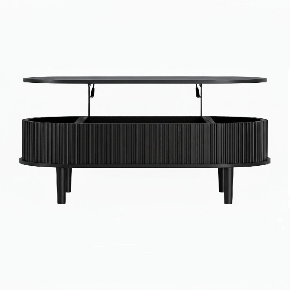 39" Black Wood Oval Lift Top Coffee Table — view 7