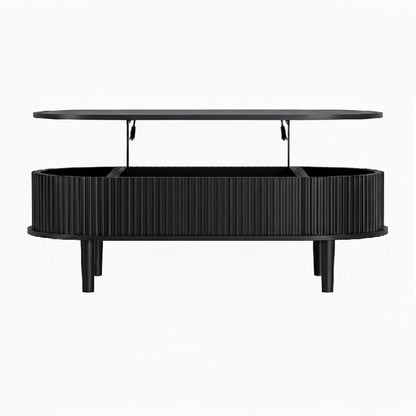 39" Black Wood Oval Lift Top Coffee Table HomeRoots