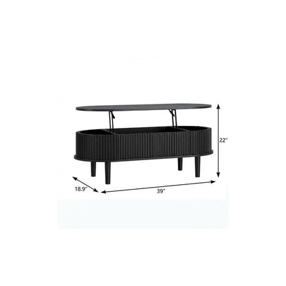 39" Black Wood Oval Lift Top Coffee Table HomeRoots
