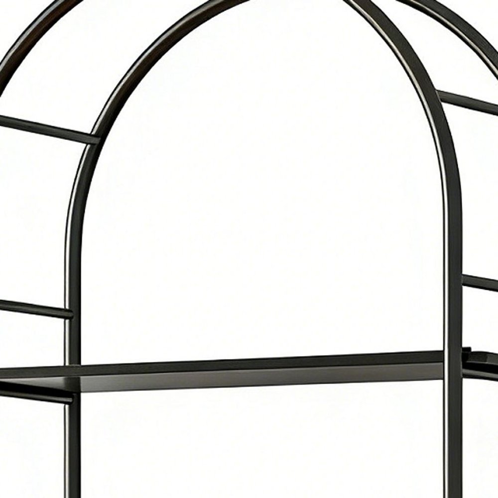 72" Black Metal And Wood Adjustable Three Tier Etagere Bookcase — view 2