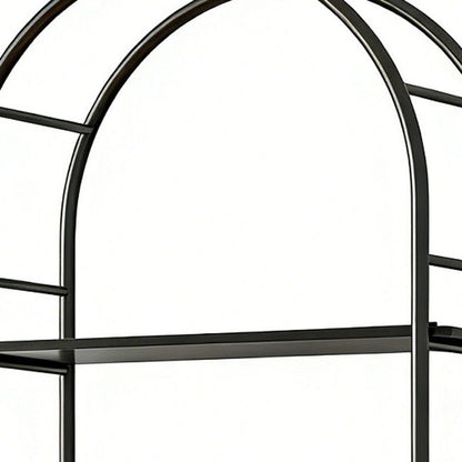 72" Black Metal And Wood Adjustable Three Tier Etagere Bookcase