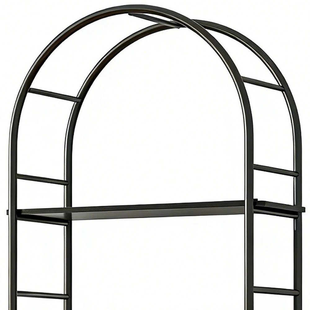 72" Black Metal And Wood Adjustable Three Tier Etagere Bookcase HomeRoots
