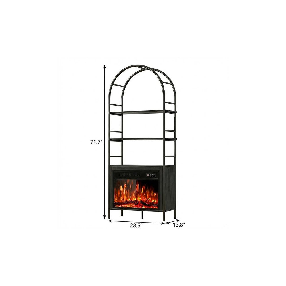 72" Black Metal And Wood Adjustable Three Tier Etagere Bookcase HomeRoots