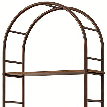 72" Brown Metal And Wood Adjustable Three Tier Etagere Bookcase HomeRoots