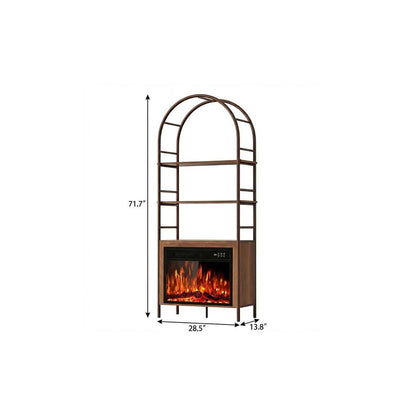 72" Brown Metal And Wood Adjustable Three Tier Etagere Bookcase