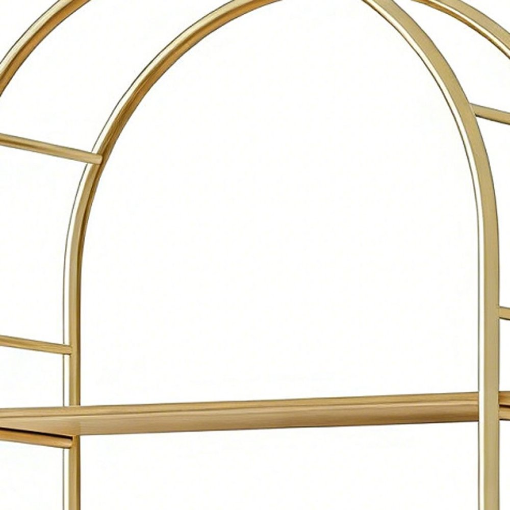 72" White Metal And Wood Adjustable Three Tier Etagere Bookcase — view 2