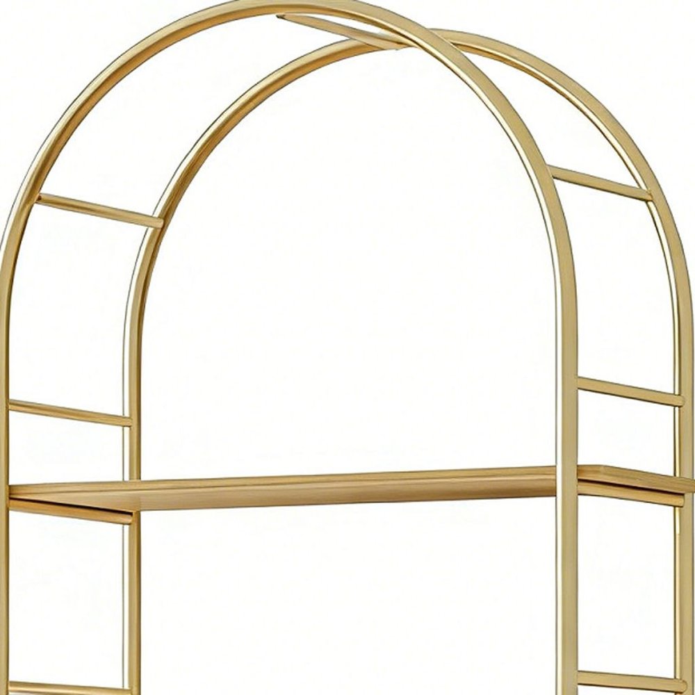 72" White Metal And Wood Adjustable Three Tier Etagere Bookcase — view 3