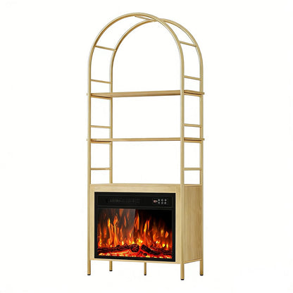 72" White Metal And Wood Adjustable Three Tier Etagere Bookcase