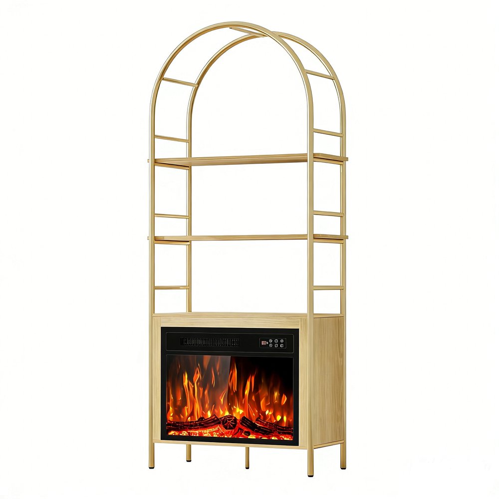 72" White Metal And Wood Adjustable Three Tier Etagere Bookcase HomeRoots