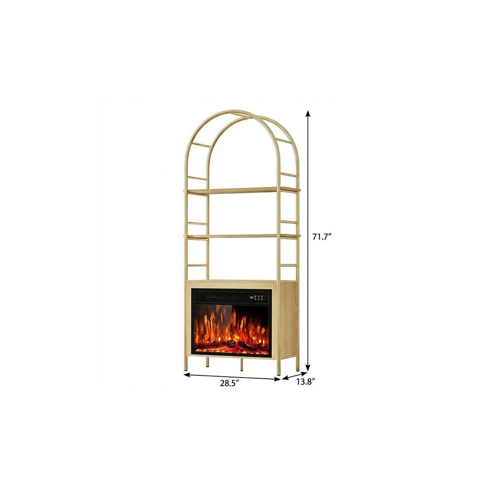 72" White Metal And Wood Adjustable Three Tier Etagere Bookcase — view 4