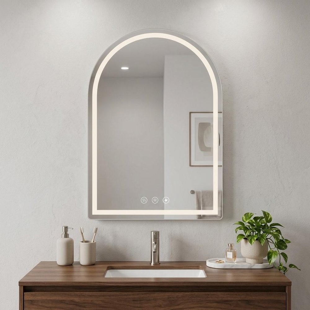 28" Arch Lighted Frameless Bathroom Vanity Mirror — view 6